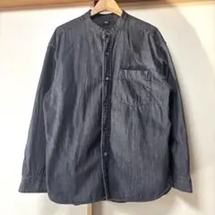 UNIQLO ユニクロ デニム オーバーサイズ スタンドカラーシャツ 黒 M
