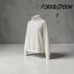 【FORK&SPOON】ワッフル タートルネック プルオーバー 1 オフホワイト