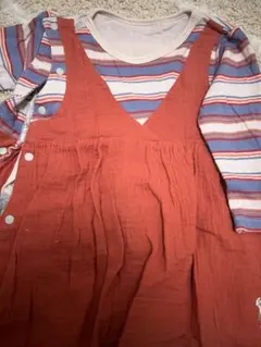 ウサギ刺繍のオレンジジャンパースカート