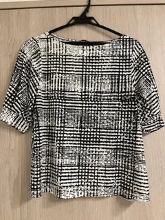 【H&M】白黒チェック柄半袖ブラウスM