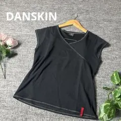 DANSKIN ダンスキン　Tシャツ　ノースリーブ　ブラックＶネック　Lのサムネイル