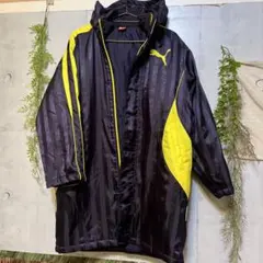 PUMA ストライプ ベンチコート 黒/黄