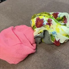 春　ピンクとマルチカラーのストール2枚セット　大判