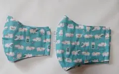 インナー布マスクかばさん３色、親子セット