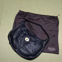 COACH 黒 レザー ショルダーバッグ 保存袋付き 11613