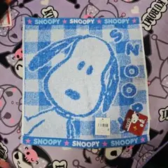 SNOOPY タオルハンカチ ブルー チェック柄のサムネイル