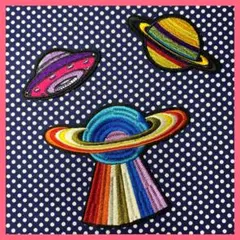 ３枚セット スペースワールド 宇宙 刺繍 ワッペン 手芸 diy アイロン