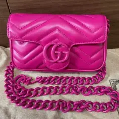 【極美品／箱付き】GUCCI ミニチェーンバッグ ピンク 正規品