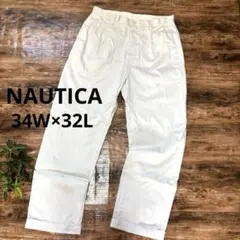 ノーティカ 2タック チノパン 34×32 白 ゆるだぼ 太め※シミあり格安のサムネイル