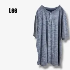 mt61026 Lee ヘンリーネック 半袖Tシャツ ブルー杢 ビッグサイズのサムネイル