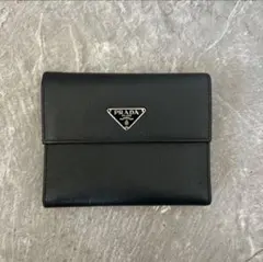 PRADA プラダ 三つ折り財布 三角ロゴ サフィアーノレザー ブラック