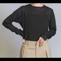 ビューティアンドユース コットンナイロン天竺 シアー クルーネック Tシャツ