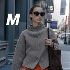 ZARA ニットボンバージャケット M グレー 新品のサムネイル
