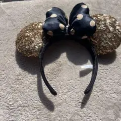 ディズニー カチューシャ ゴールドと黒のドット