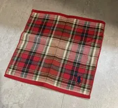 【未使用】ラルフローレン　ハンドタオル　赤　チェックのサムネイル