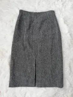 Max Mara　ウール混　前スリット　タイト　スカート　ミモレ　36　白タグのサムネイル