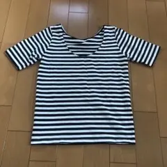 ミーリーmeri ボーダー背中開き 半袖トップスのサムネイル