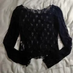 黒いレース長袖トップス Fサイズ