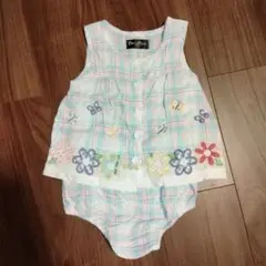 花と蝶刺繍 ノースリーブシャツパンツセット