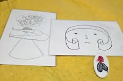 最終セール minaperhonen刺繍ブローチ と葉デザインとポストカード