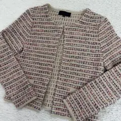 極美品 アンタイトル　ノーカラー ニットジャケット　ミックスツイードのサムネイル