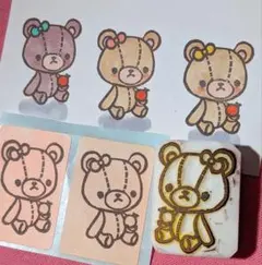 消しゴムはんこ ハンドメイド ほぼ日手帳 くまちゃん りんご