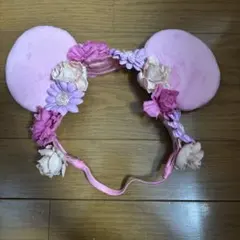 ディズニー　ミニー　カチューシャ　ヘアバンド　花　ミニーちゃん　ピンク