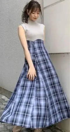 dazzlin ダズリン ワンピ チェックノースリーブコルセットワンピース M