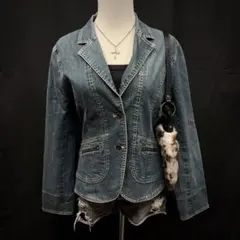 平成ギャル　y2k グランジ　デニムジャケット　Gジャン　ギミック　タイト