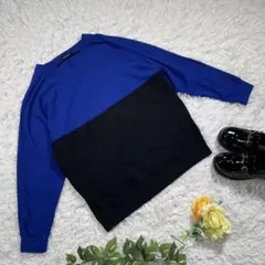 【INGNI】ブラウス　『M』　ブルー　ブラック　大きめサイズ　長袖シャツ　春秋