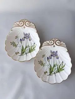 お値下げ　spode スタッフォードフラワーズ　シェル型 2枚 アイリスのサムネイル