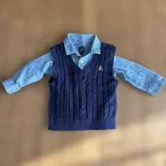 Baby GAPベスト デニムシャツ付き ネイビー