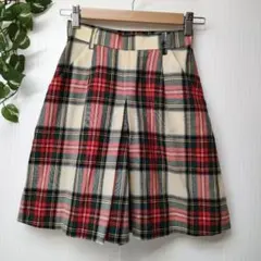 良品　貴重 KEITH　赤色　　ウール100％　 チェック柄　キュロットスカート