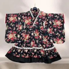 キャサリンコテージ　花柄 着物ドレス ブラック　浴衣　120　七五三　卒園式