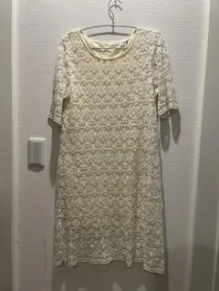 LEPSIM クリーム色 レース 半袖ワンピース M