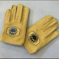 ハーレーダビッドソン 本革 レザーグローブ マスタード Ｌ スカル ドクロ