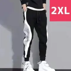 ジョガーパンツ メンズ ジャージ 2XL ウエストゴム ロゴ入り 薄手 ブラック