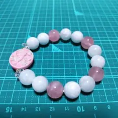 塩源瑪瑙＆ミルキーアクアマリン＆ディープローズクォーツブレスレット