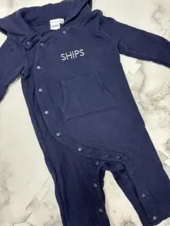 SHIPS フード付きロンパース 70サイズ ネイビー