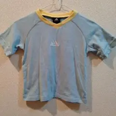 adidas 水色 Vネック Tシャツ キッズ