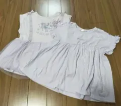 薄紫色 フリル付き Tシャツ2枚セット 130