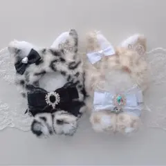 b.214 ぬい服 12cm ちびぐるみ 着ぐるみ おすわり 白黒 猫セット