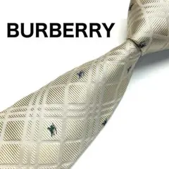 【未使用に近い✨】バーバリー ネクタイ シャンパンゴールド チェック ホースロゴ