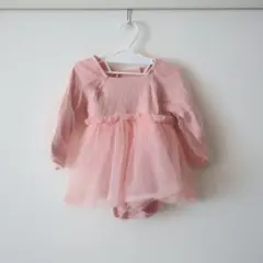 ピンク チュール フリルロンパース　1歳誕生日