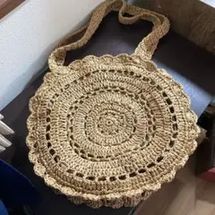 【LOWRYS FARM】円形かごバッグ ベージュ