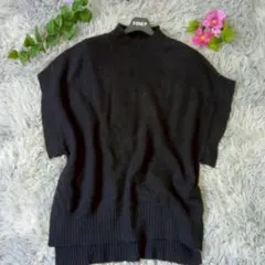 【GEORGES RECH】ハイネック リブ編みニット (38) 黒 ゆったり