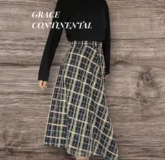 3.6万　グレースコンチネンタル チェック柄　フレアロングスカート　美品　˚✧₊