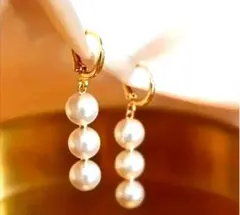 ピアス k18コーティング　あこや真珠　本真珠 ゴールド　上品