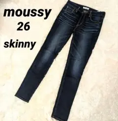 MOUSSY デニムパンツskinnyボトムス ネイビーインディゴ革パッチ26のサムネイル