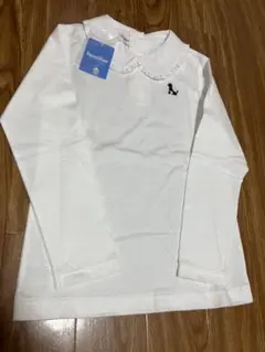 新品タグ付きファミリア　犬刺繍、襟付きブラウス　日本製